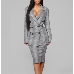Fashion Nova Plaid Blazer and Skirt